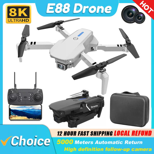 KBDFA E88 Pro 4K RC Drone - Foldable Quadcopter with Wide Angle HD Camera