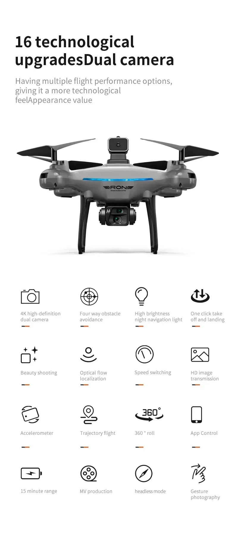 Ky102 Professional 8K Drone with Obstacle Avoidance & Dual Camera