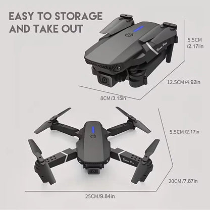 E88Pro 4K RC Drone - Foldable Helicopter with Dual HD Camera, WiFi FPV