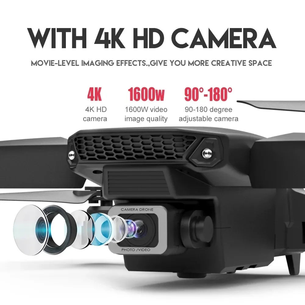 E88Pro 4K RC Drone - Foldable Helicopter with Dual HD Camera, WiFi FPV