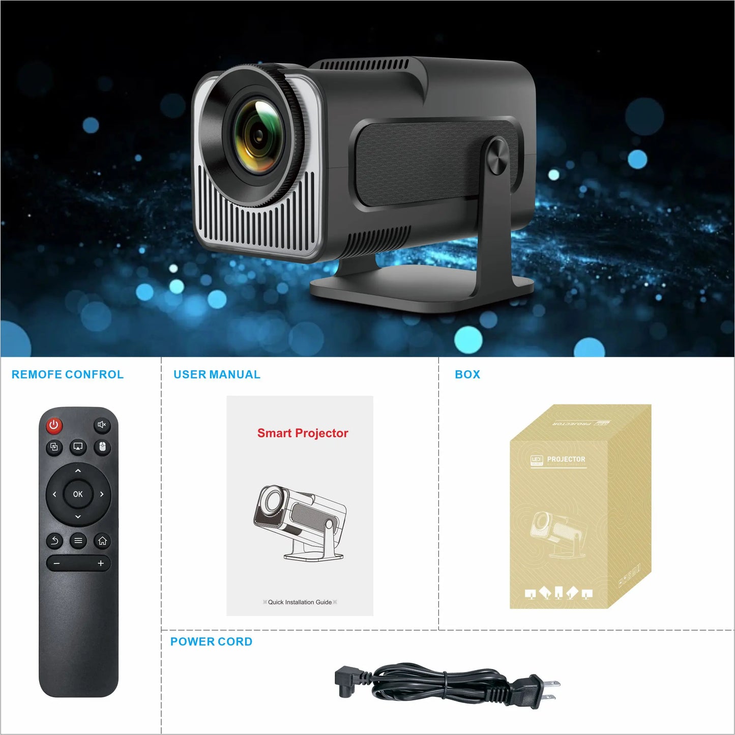 HY320Mini Projector Salange Portable 4K 8K Video Support Native 720P Cinema Outdoor Android 11 Beam Projetor Upgraded Version