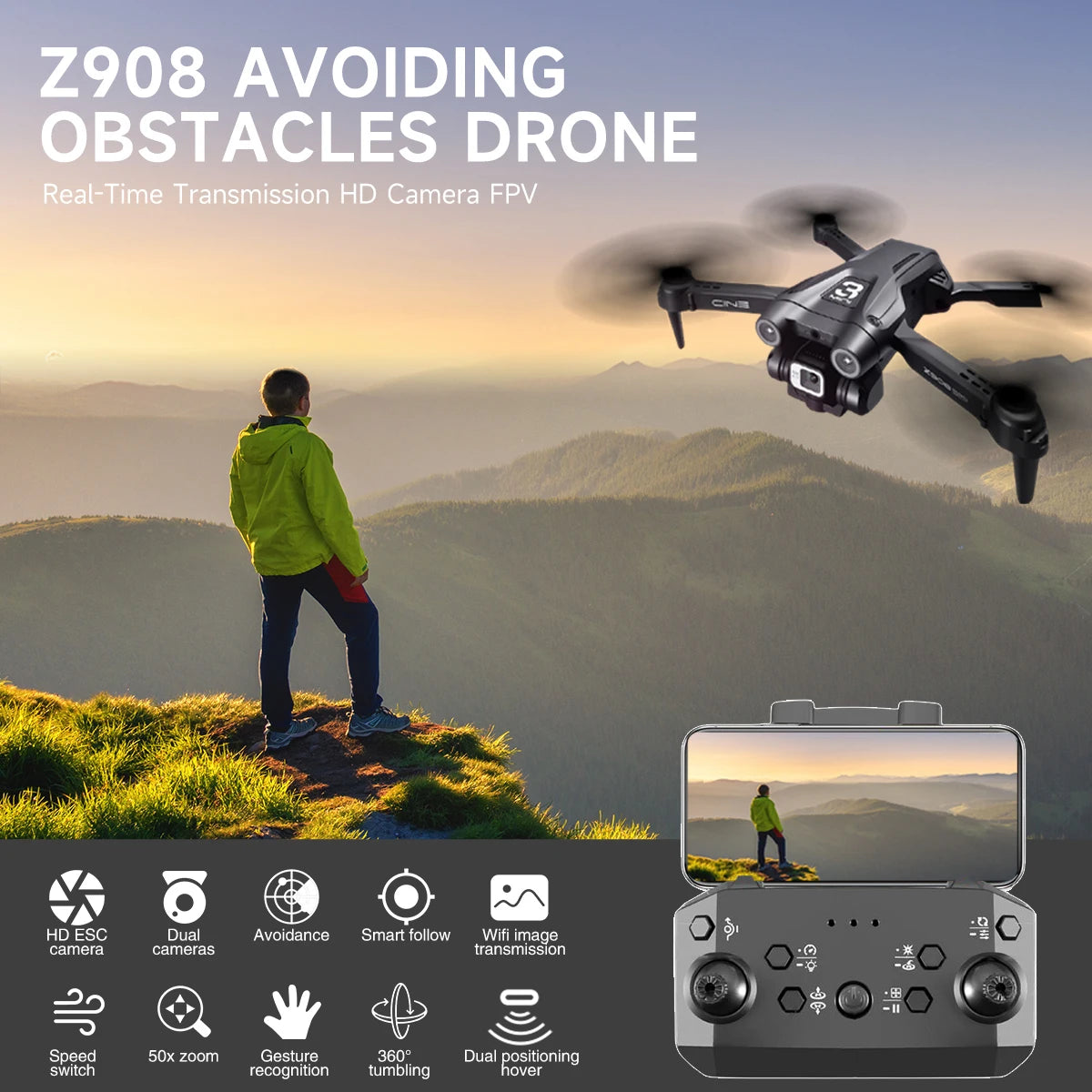 Z908 Pro MAX Mini Drone with 4K Camera & Obstacle Avoidance